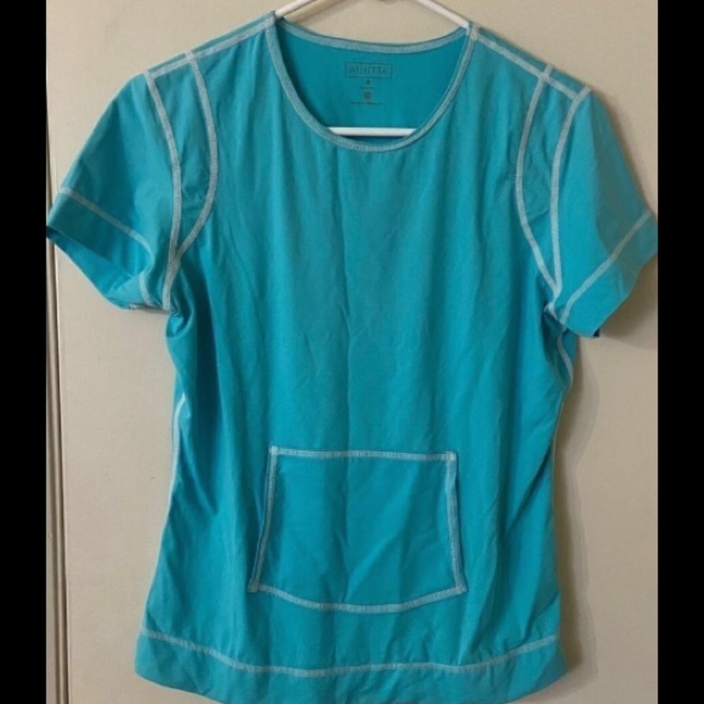 “ATHLETA” AQUA BLUE WORKOUT/SWIM TOP SIZE M EUC
